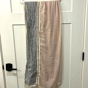 Cream and blue scarf